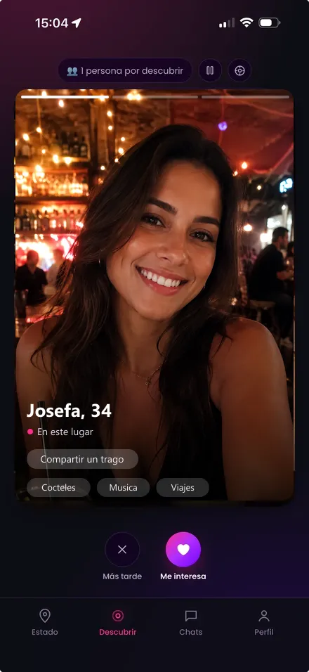 Pantalla de descubrimiento: alguien presente en el mismo lugar.