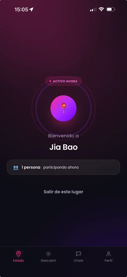 Pantalla de estado: el lugar donde estás activado.